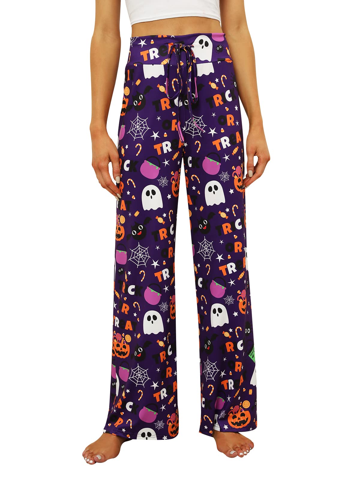 Womens Halloween Pajamas Pants Ladies Pumpkins Ghost Pajama Cute Soft Long Bottoms Women Pjs Pj Jammies