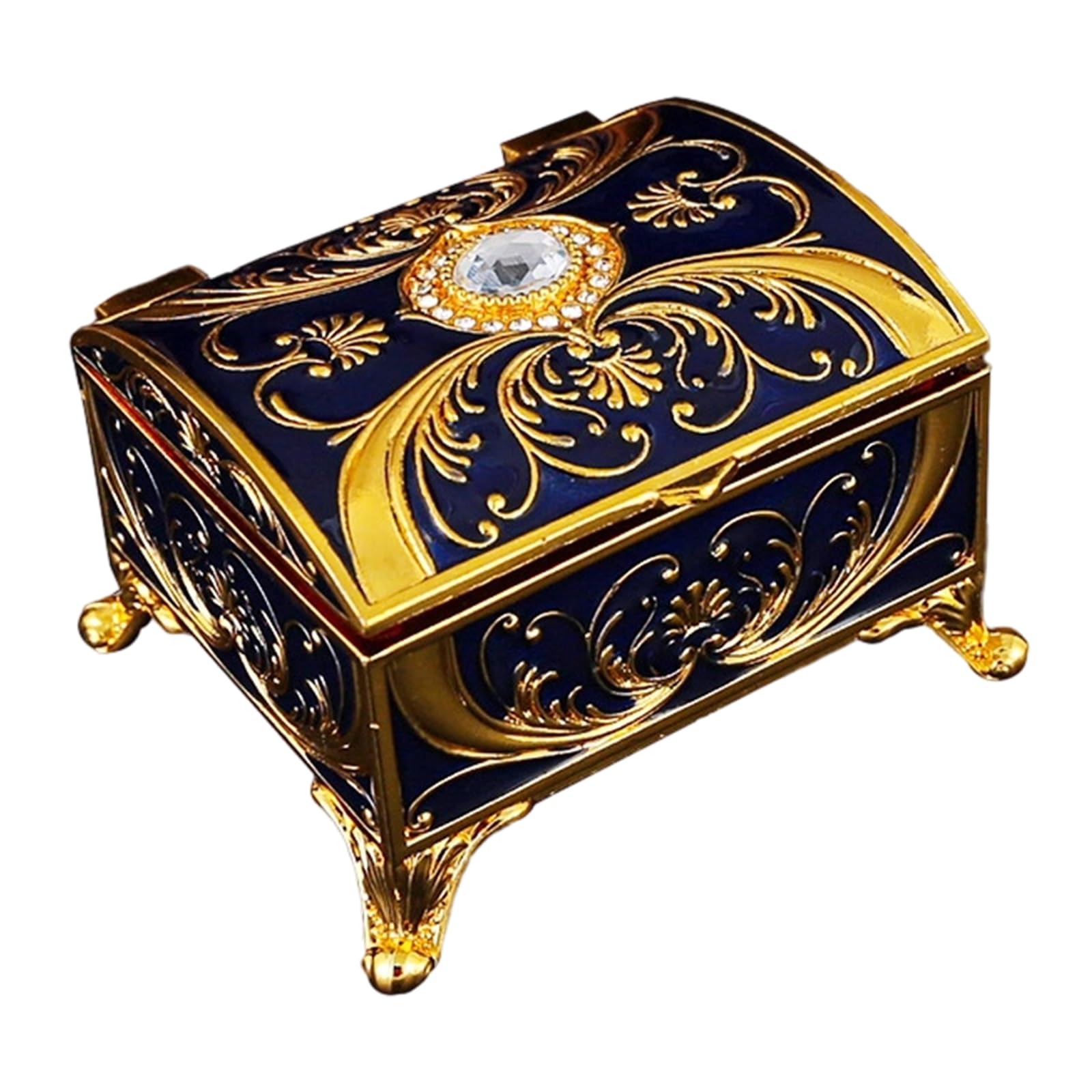 Kaeltsyn Sturdy Alloy Jewelry Storage Box Featuring Enameled Floral Pattern Old Jewelry Storage