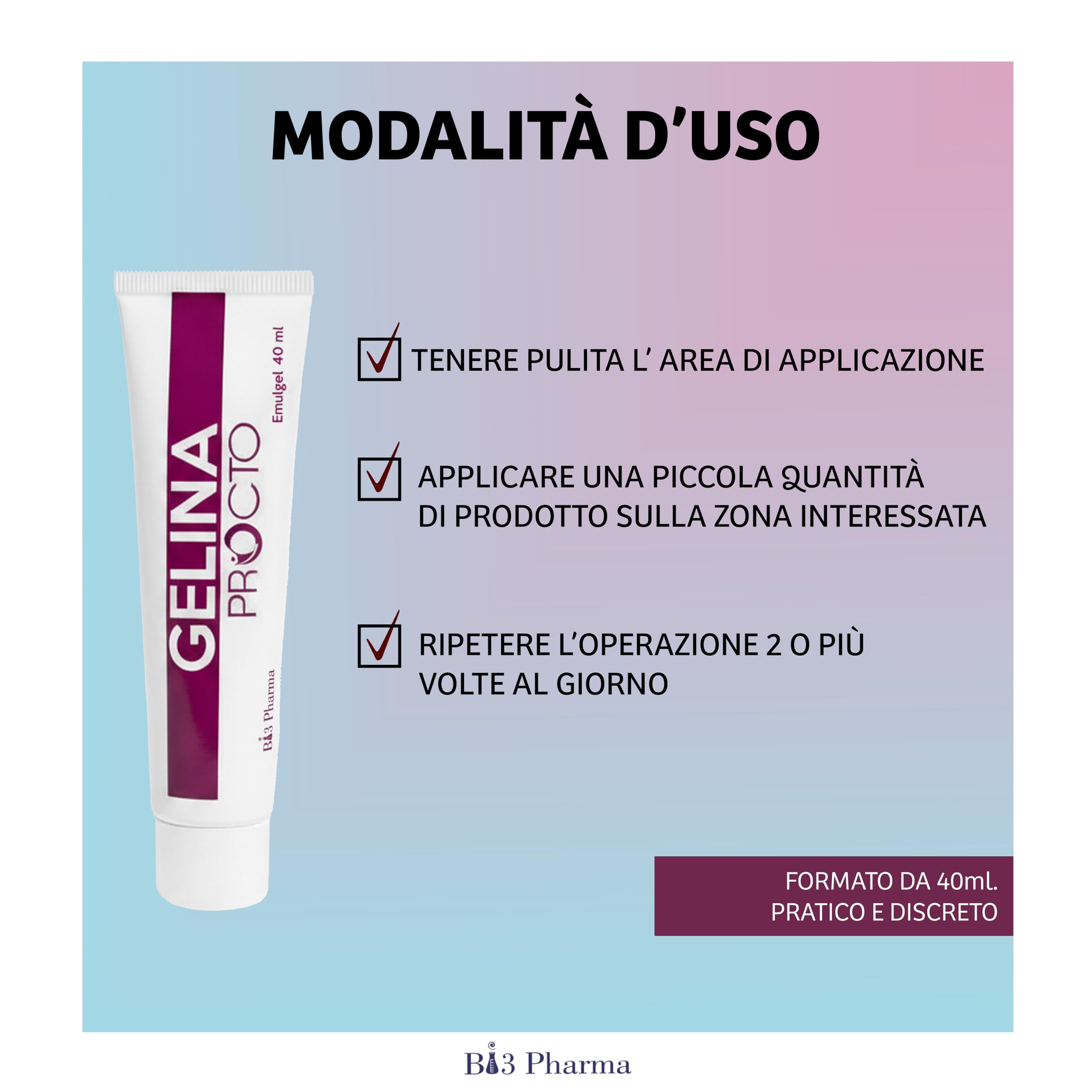 Gelina Procto Crema Emorroidi Emulgel 40 ml | Pomata lenitiva e idratante con Crema Aloe Vera, Acido Ialuronico, Escina e Bromelina |