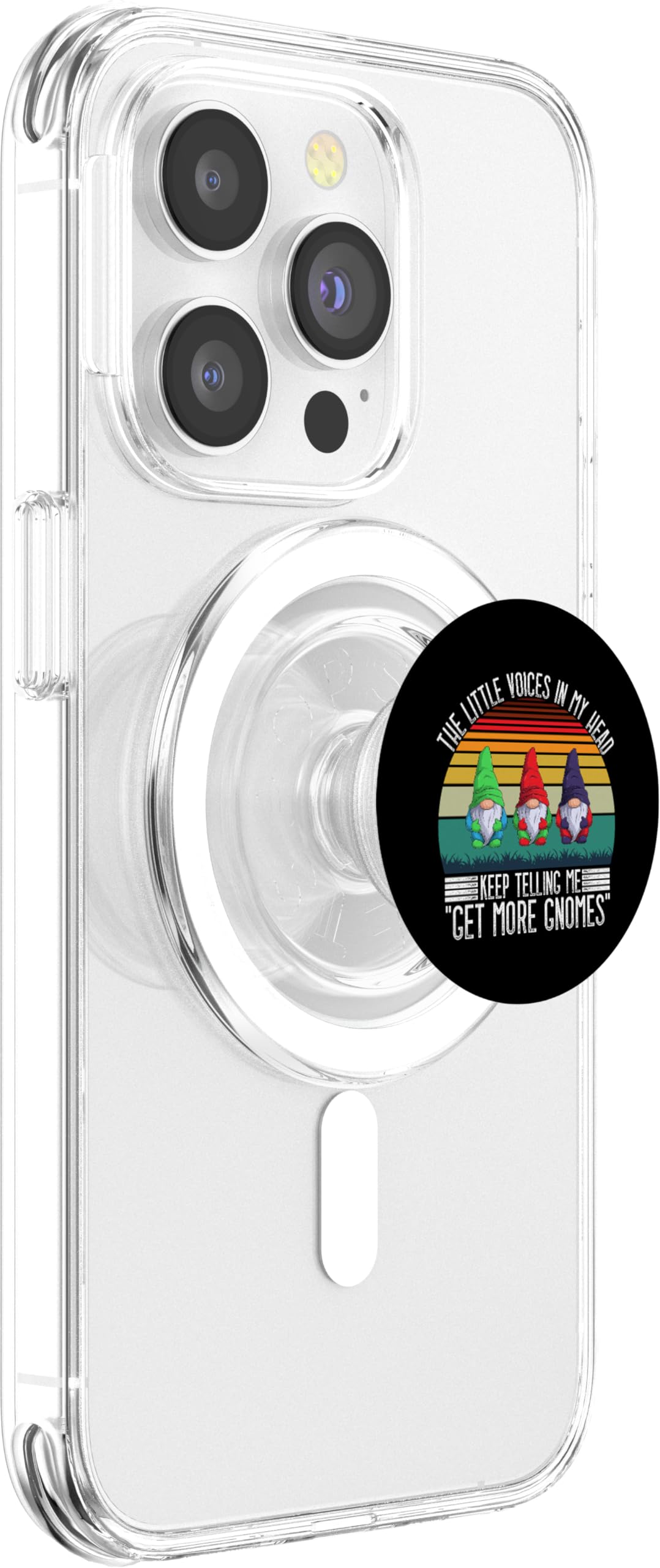 The Little Voices In My Head Keep Telling Me Get More Gnomes PopSockets PopGrip for MagSafe, Clear - Image 4