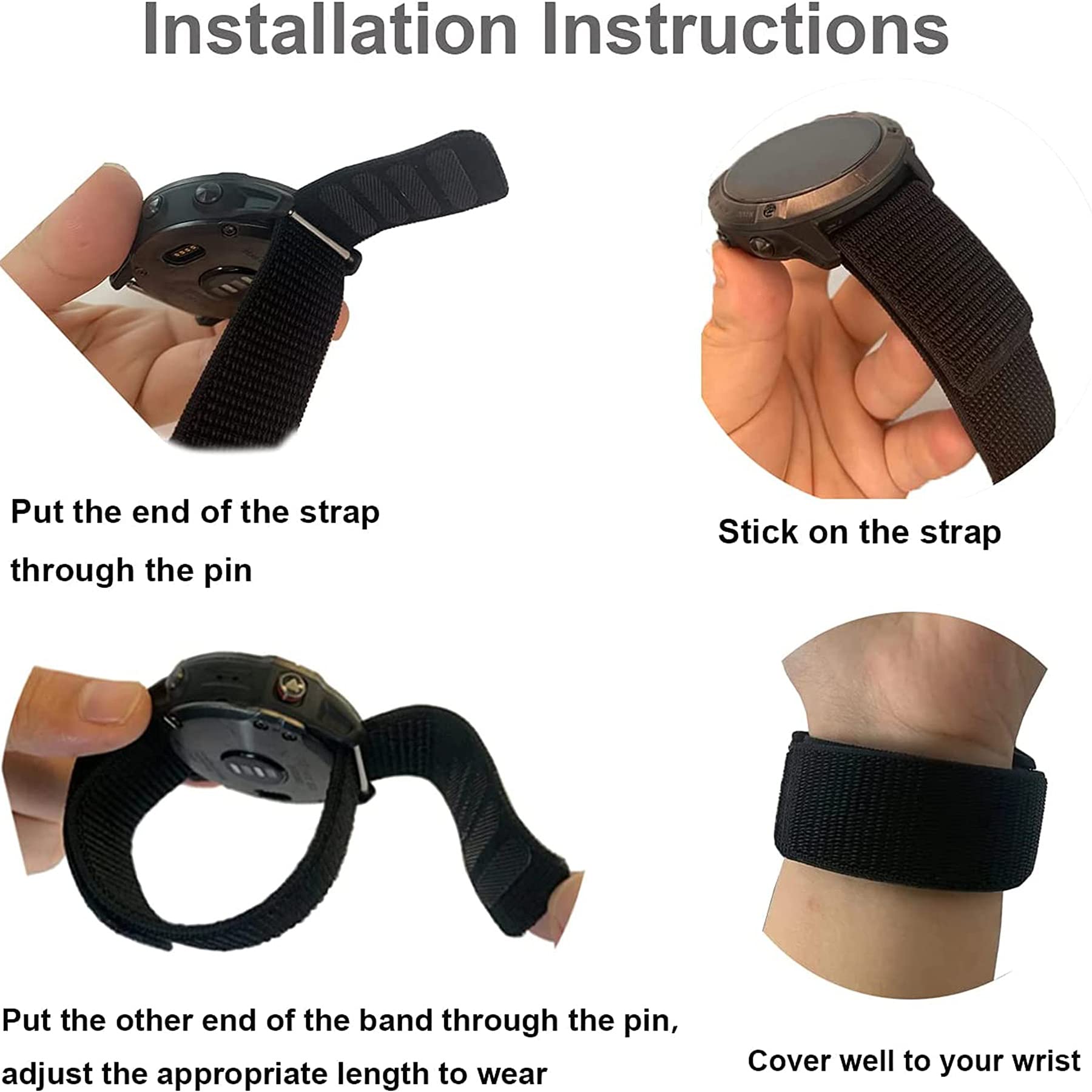 Compatibile con cinturini Garmin Fenix 7/6/Fenix 5, 22 mm, a sgancio rapido, facile da montare, in pelle di silicone + nylon intrecciato ultraleggero sportivo per Fenix 5 Plus, Fenix 6 Pro