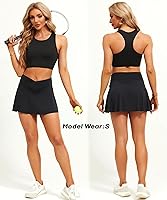 Vista 6 de Faldas de tenis para mujer, de cintura alta, atléticas, de golf, con bolsillos, pantalones cortos