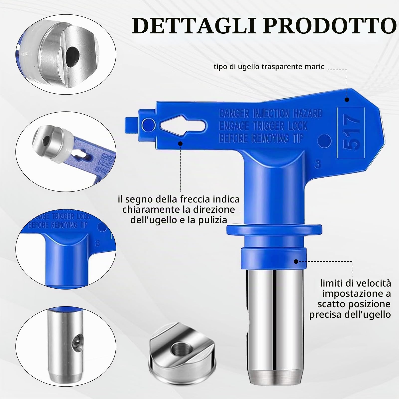 Pistola Spruzzo Vernice, 15 Pezzi Pistola a Spruzzo per Verniciare Airless e Tubo Flessibile Kit con 5 Ugelli, Filtri, Tubo Flessibile, Aste di Prolunga