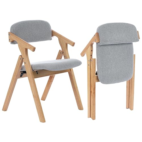 Folding Chairs with Padded Seats,Wooden Stackable Dining Chair,Easy to Store