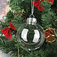Vista 4 de 6 bolas de Navidad transparentes, 2.36 pulgadas, bolas de adorno de plástico transparente rellenables con una cuerda plateada y tapa de metal