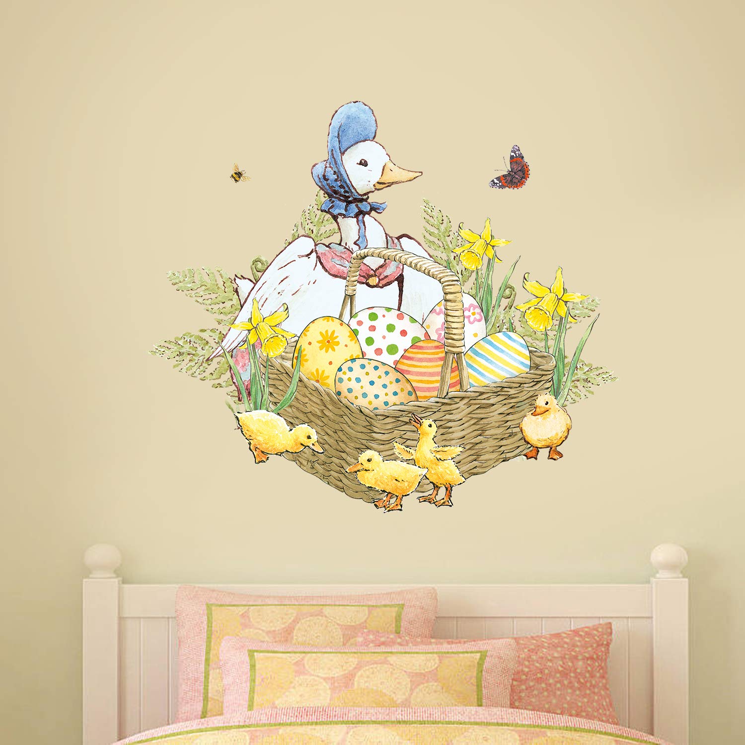 Beautiful Game Official Peter Rabbit Jemima Puddle Duck and Ducklings Wall Sticker Mural PB037 (60cm Width x 50cm Height)