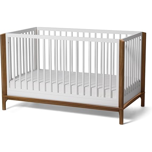 Little Seeds Laurel 4-in-1 Convertible Crib, True White/Chestnut
