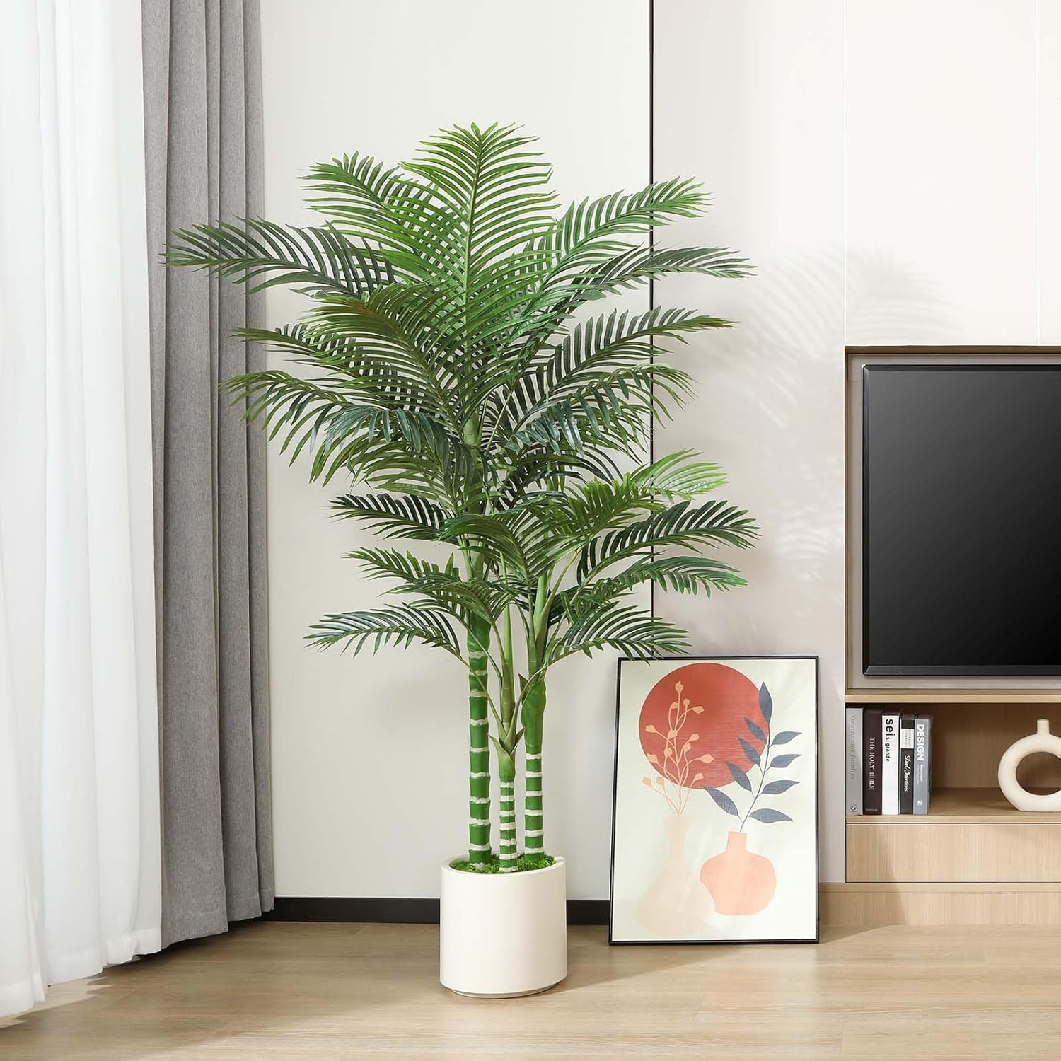 Fopamtri Artificial Areca Palm Tree 180 cm Fake Plants, Large Fake Tropical Palm Plants with White Planter Artificial Plants Indoor for Home Bedroom Office Balcony Garden Decorations 6 71QZvUWnmUL. AC SL1500
