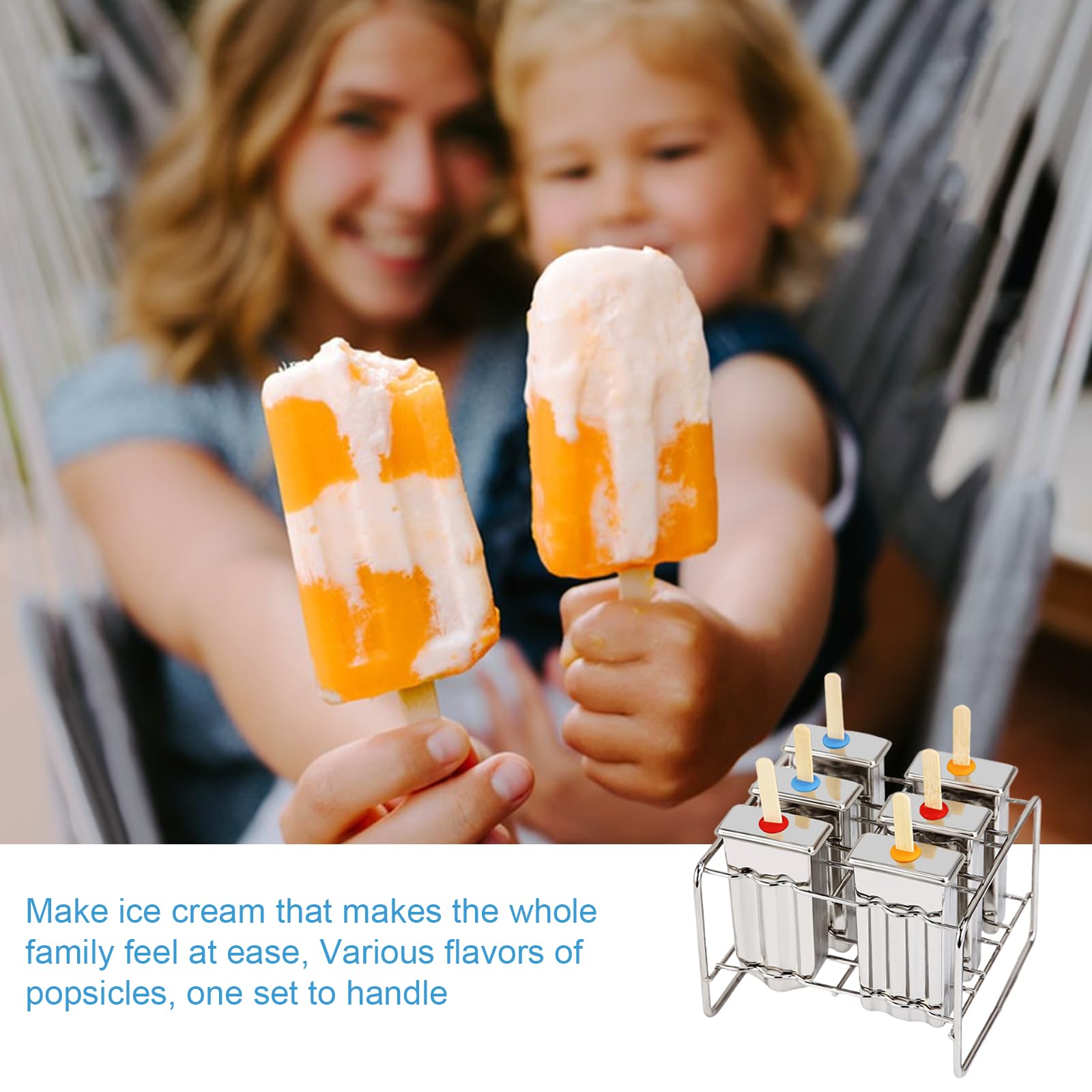 Lot de 6 moules à glace en acier inoxydable rainurés avec support (rond et plat) (style A)