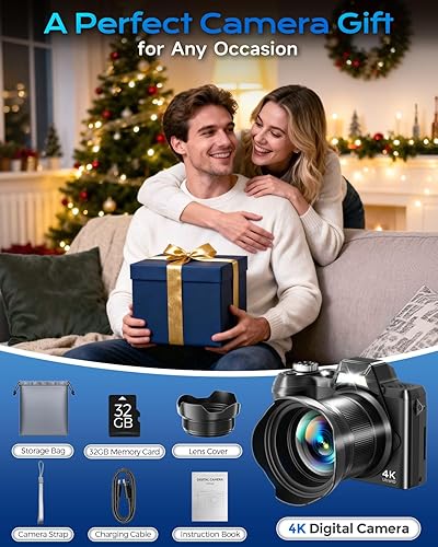 Miniatura 8 de 4K Digital Camera for Photography, Autofocus 56MP Vlogging Camera for YouTube/Content Creators/Travel, 16X Zoom Video Camera with 3" 180°Flip Screen