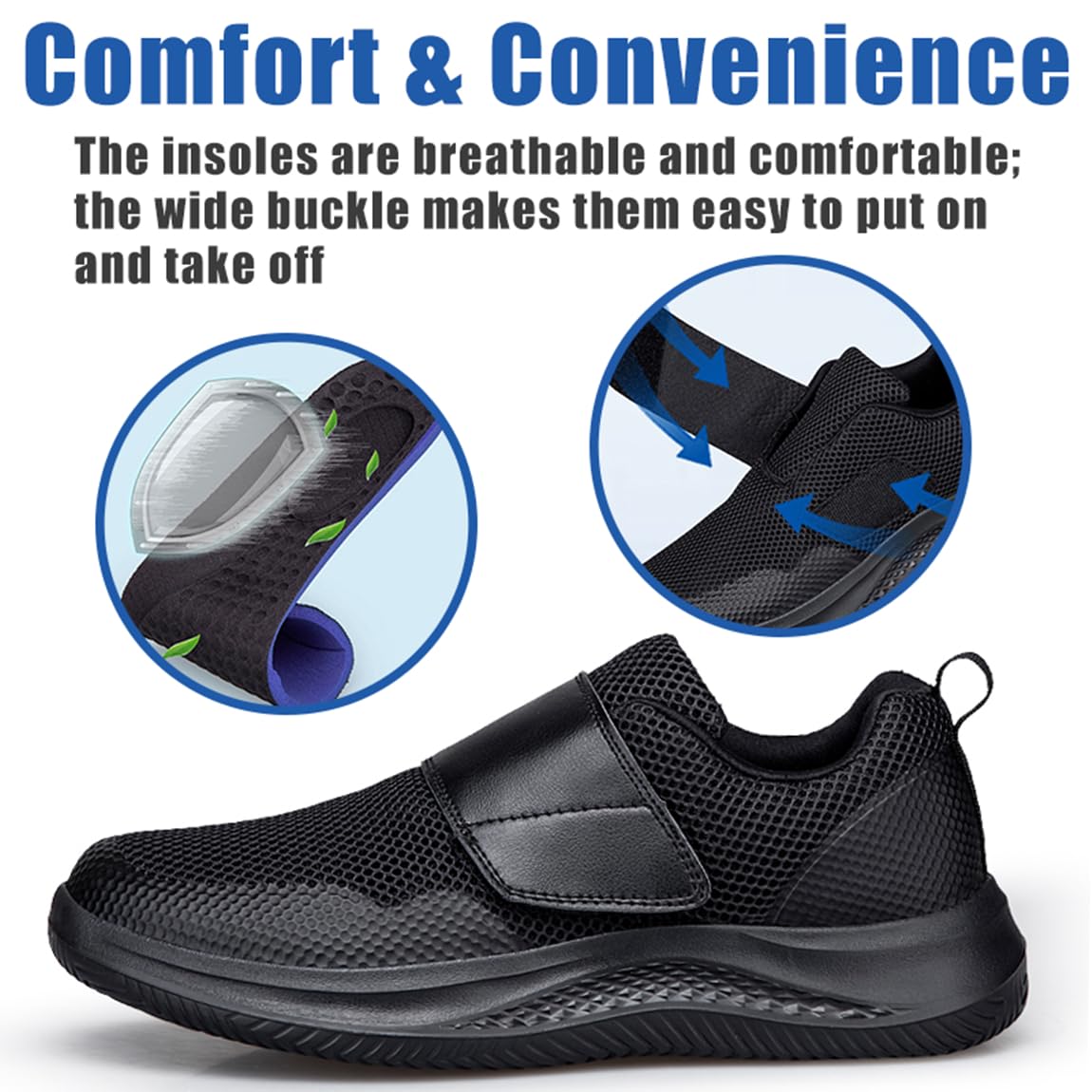 Scarpa Ortopediche Uomo Extra Larghe Scarpe da Passeggio Antiscivolo con Supporto Camminare Casual Lavoro Comode Estive