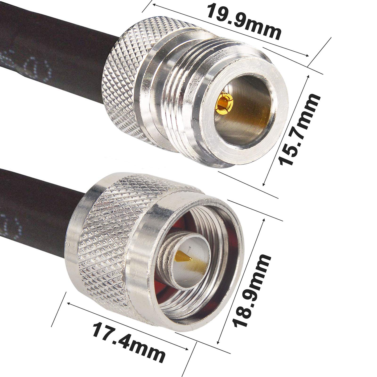10M/33ft KMR300 Câble Extension à Très Faible Perte N Mâle à N Femelle Coaxial 50 Ohms Câbles cuivre pur pour 3G 4G 5G Antenne Signal Booster Radio Scanner (pas pour TV)