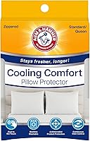 Arm & Hammer Cooling Comfort Zippered Pillow Protectors 2-Pack Standard/Queen - Cool to Touch, Antimicrobial Nylon