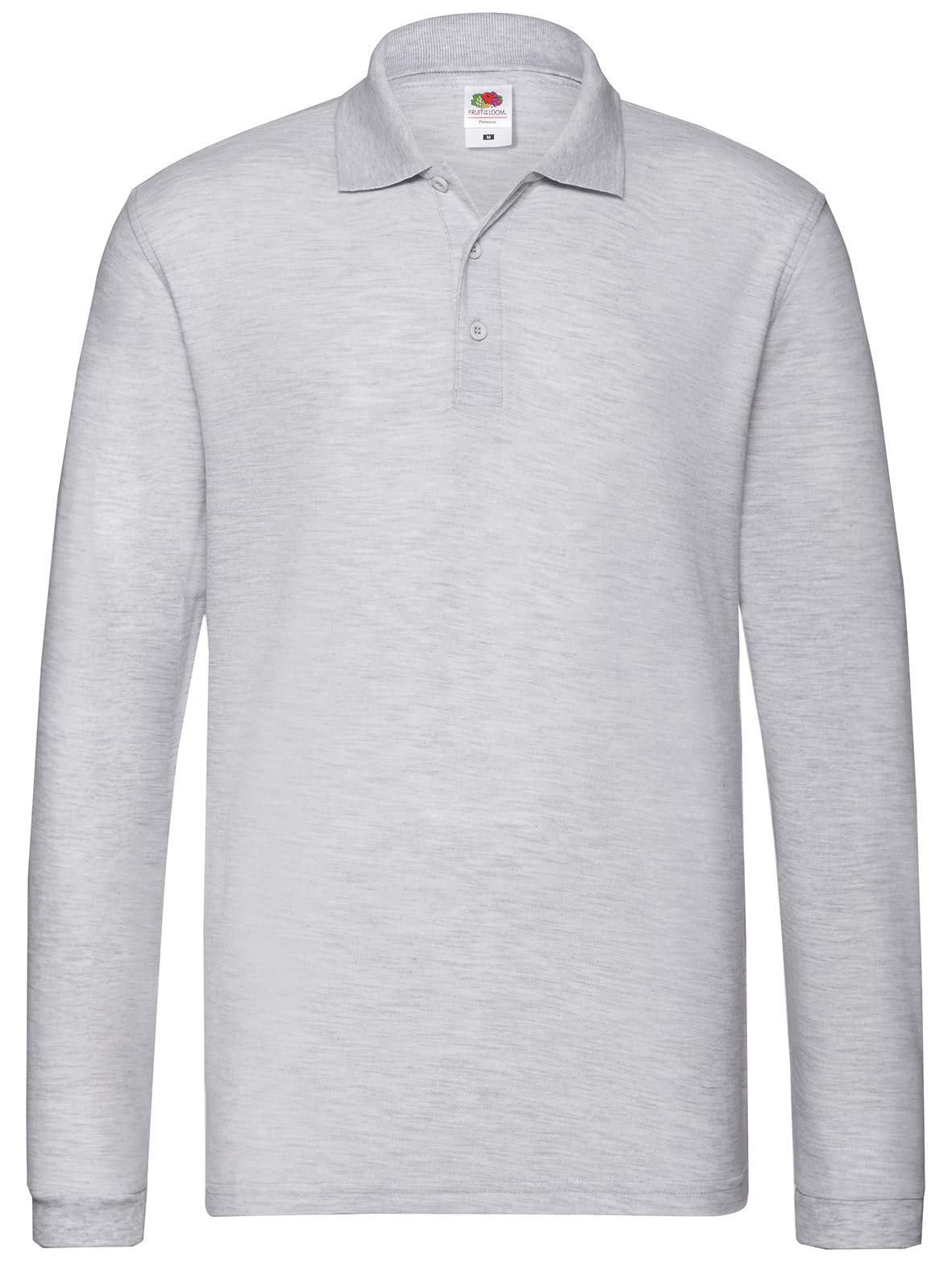 Fruit of the Loom Men's Premium Long Sleeve Polo Shirt, Ash, XXX-Large