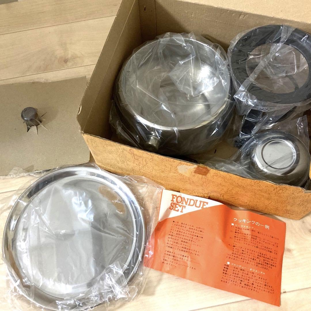 Amazon.co.jp: 品 ステンレス 鍋 チーズフォンデュ 昭和レトロ