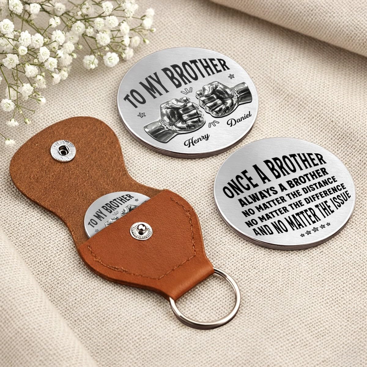 Pawfect House Once A Brother And Always A Brother, Personalized Birthday Gifts For Brothers, 2D Pocket Token For Brothers, Custom Pocket Hug, Personalized Pocket Hug Token With Name
