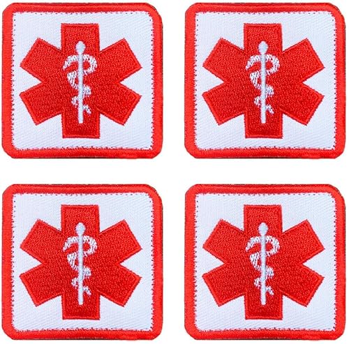 4 piezas EMT Cross Medic Medical Cross Tactical Primeros Auxilios Bordado Parche EMS MED Brazalete Insignia Parche Militar IFAK Bolsa Bolsa de