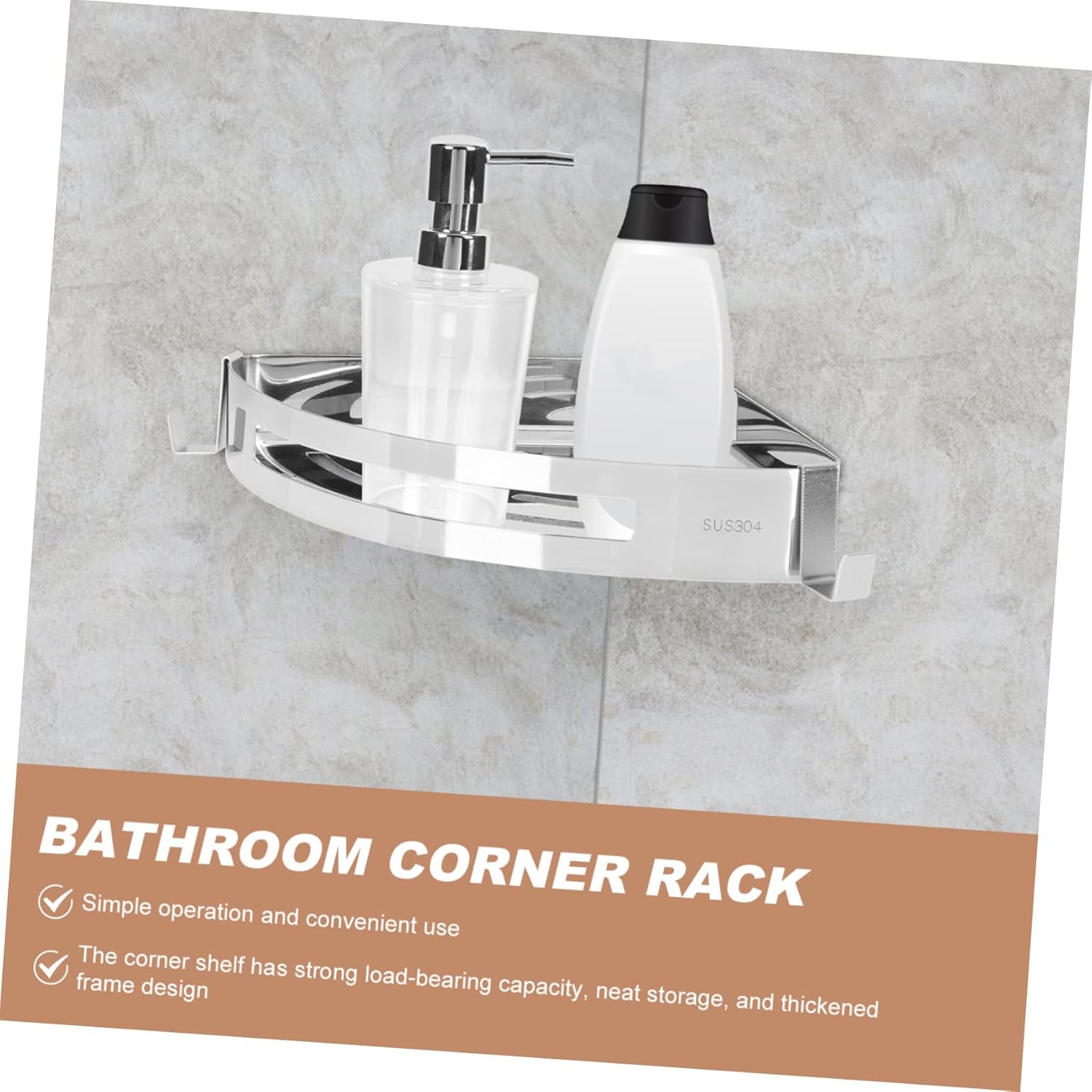 2pcs Bathroom Corner Shower Racks Wall-mounted Shelf Corner Storage Rack Easy Punch Installation Modern Wire Shelving