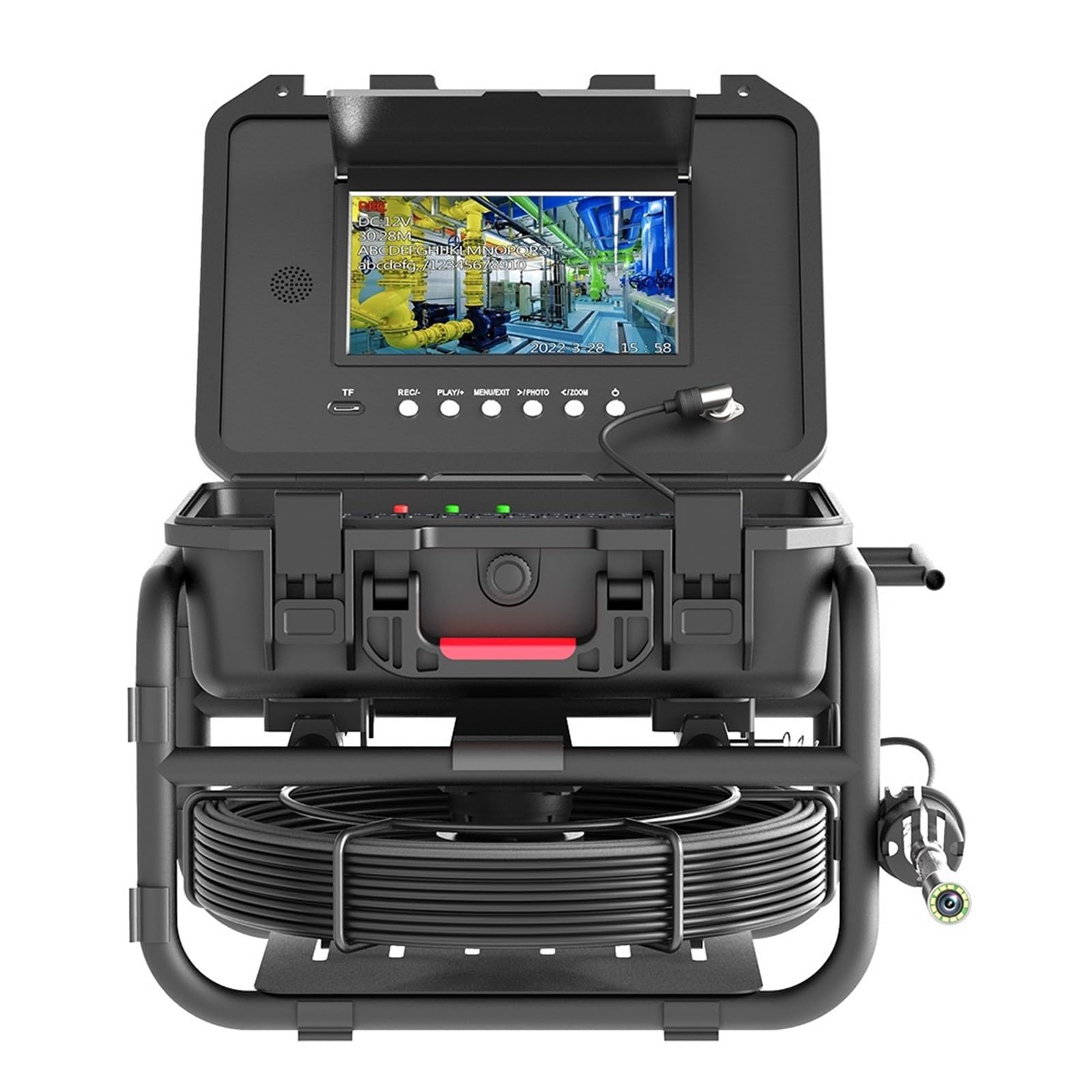 Endoscopio Cámara de inspección tuberías alcantarillado HD 1080P 9 pulgadas 16GB DVR Contador distancia Endoscopio Soporte 512Hz Autonivelación(30m,7MM CABLE)