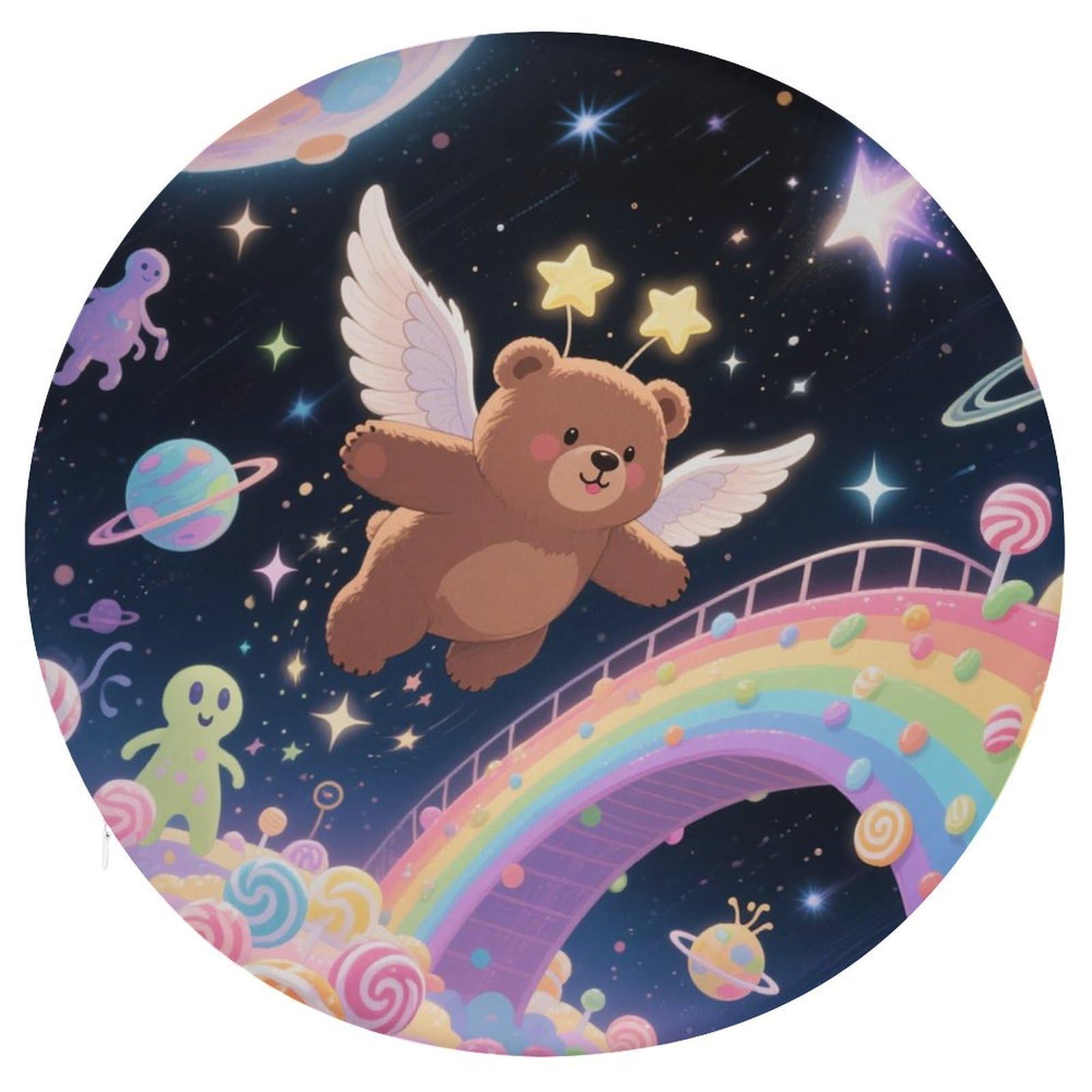 VstaDank Winged Bear Cushions Memory Non Slip Car Seat Cushions Dining Chairs Cushion Indoo Dining Room Round Chair Pads with Zipper and Removable Cover Cushion
