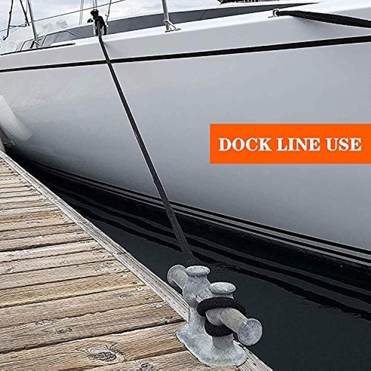 Bootsleine 6 Stück doppelt geflochtene Dockleine aus Nylon for Boote, Marine, 3/8 Zoll, 16,5 Fuß, Bootsseile und -Binder for Andocken mit 12-Zoll-Schlaufe for Festmachen