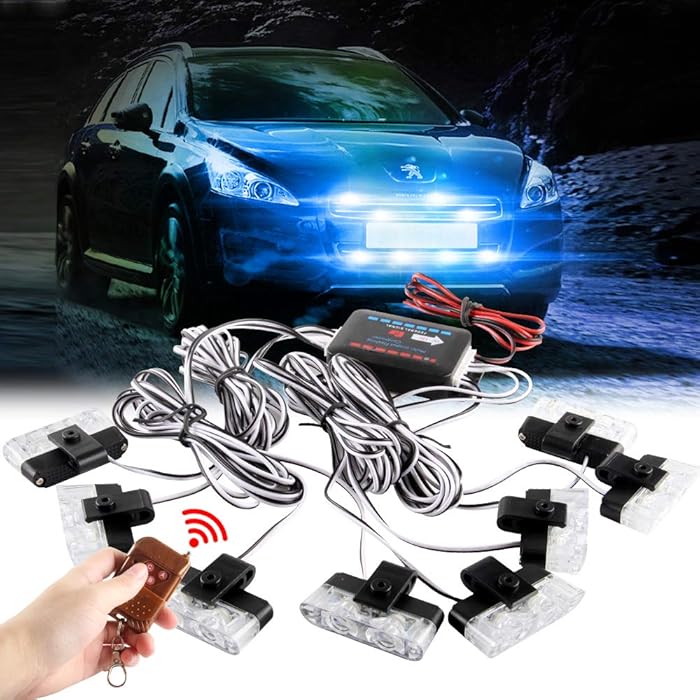 Buy Sidaqi Blue 16LED Grille Strobe Warning Lights Dash Deck Visor