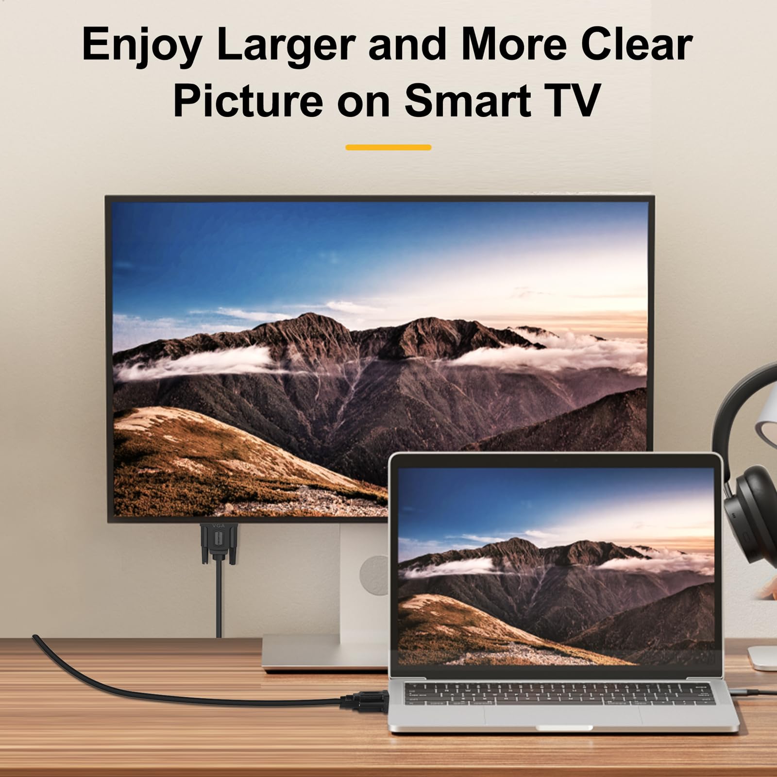 SHULIANCABLE Cavo VGA, Cavo VGA placcato oro Compatibile con proiettori, HDTV, display laptop (1M)