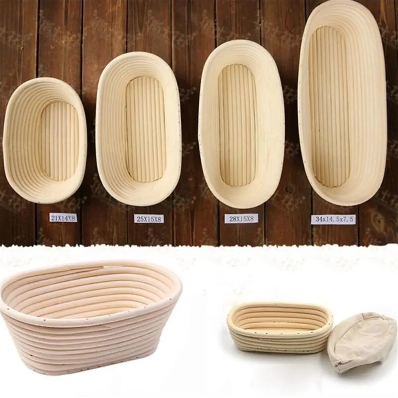 Cestino Per La Lievitazione Del Pane Cestino for lievitazione ovale in rattan, cestello for lievitazione, in 8 misure Per Cuocere Il Pane(30x14x7cm)