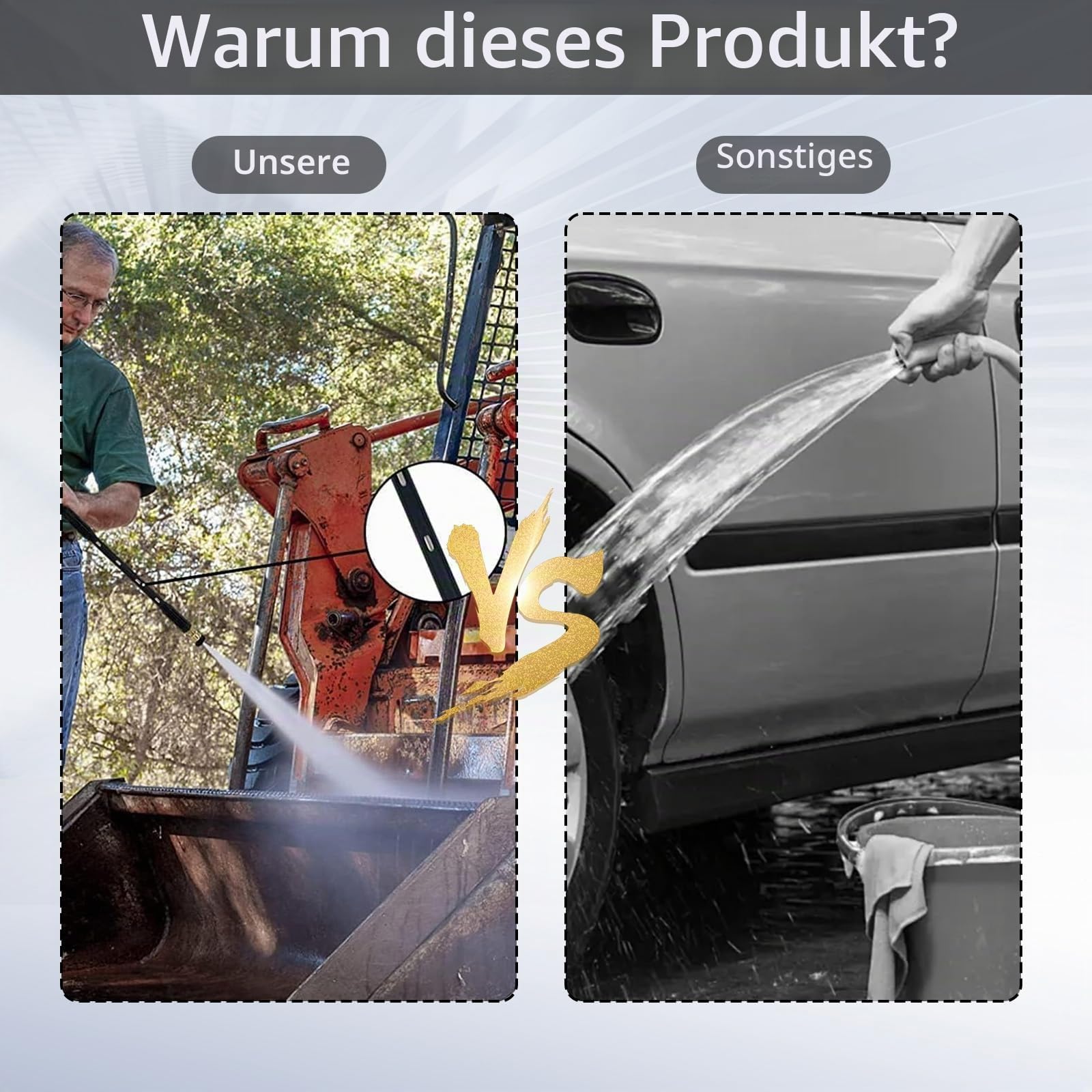 Hochdruckreiniger Verlängerung für Kärcher, 10er Pack Verlängerungsrohr Kit 4000 psi Hochdruckreiniger Zubehör mit 5 Düsenspitzen 1/4 zoll Schnellanschluss Hochdruckdüse für Gartenschlauch