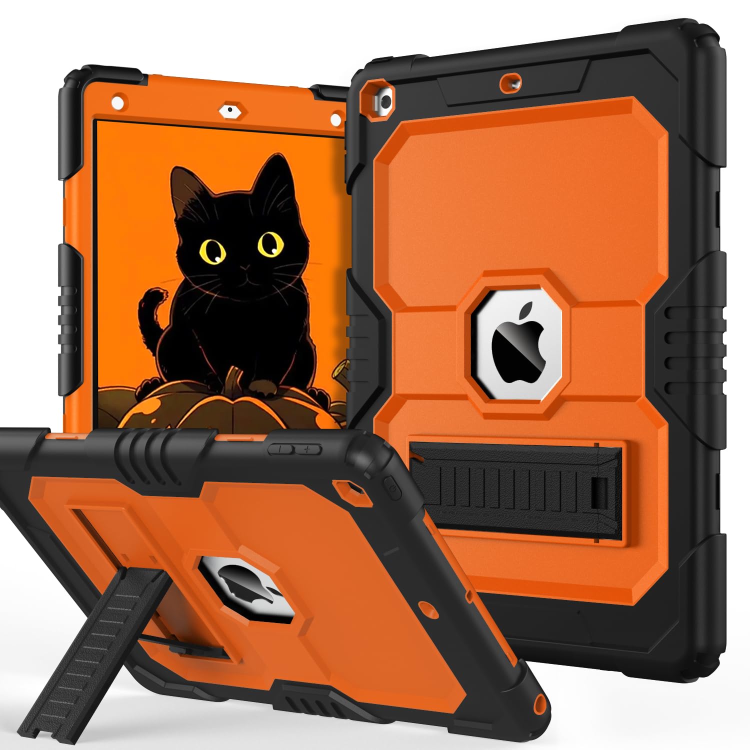 Coque robuste pour iPad 9e génération résistante aux chocs avec support intégré orange - 8