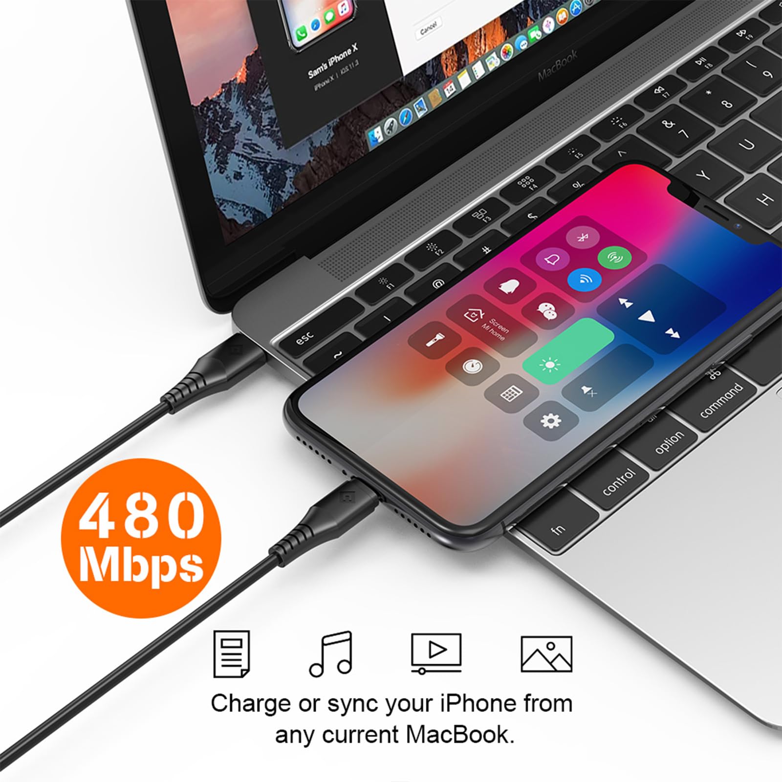 Novoo Omars Type-C iPhone Lightning Hızlı Şarj Kablosu Beyaz 1.8 Metre
