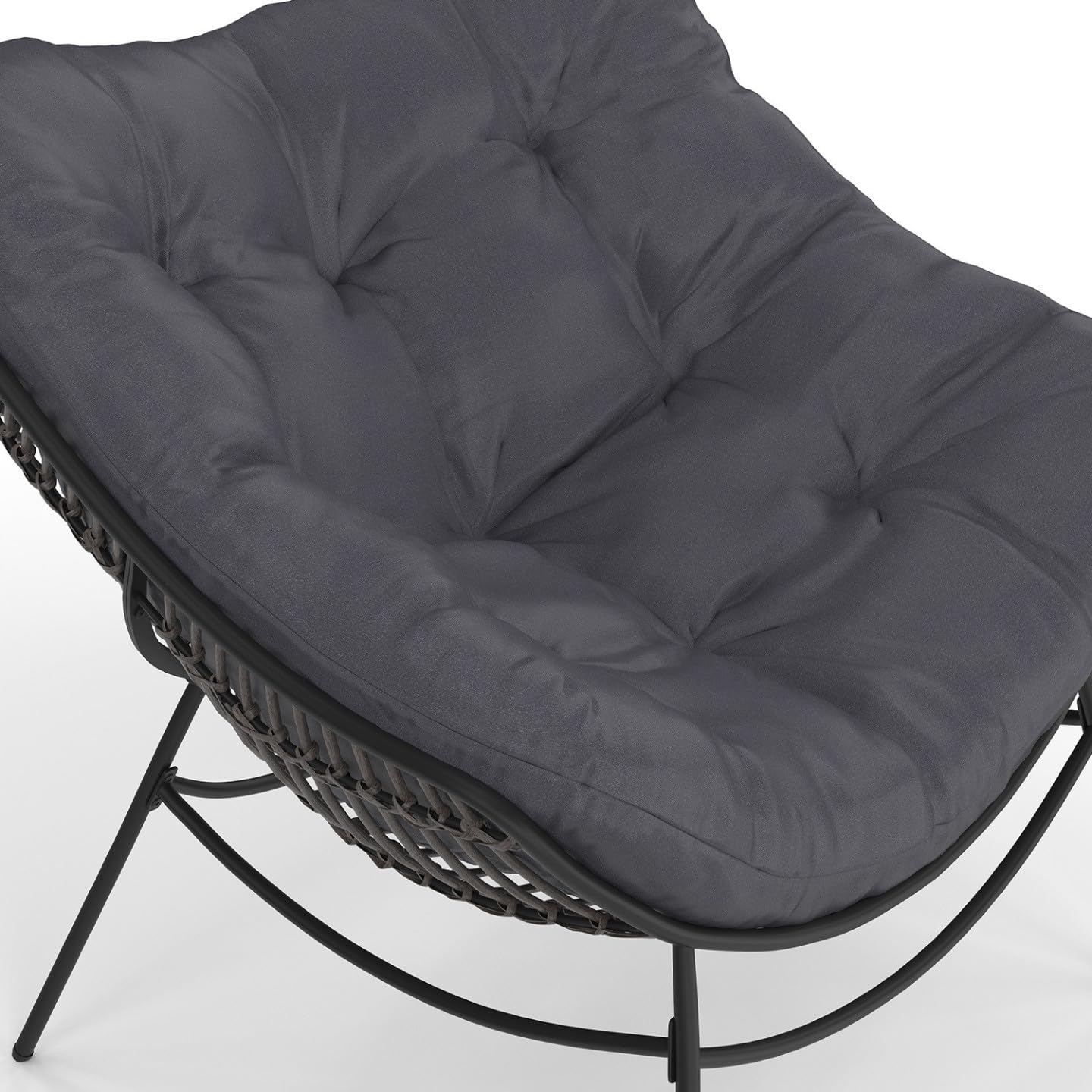 IDMarket – Sillón de jardín Relax LOA efecto ratán gris y cojín gris