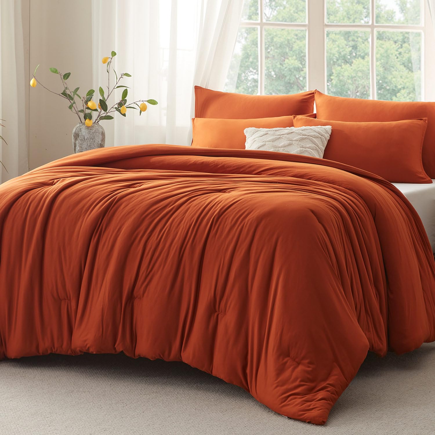 Queen Comforter Set, Ultra-Soft Jersey Knit 3 Piece Bedding Sets