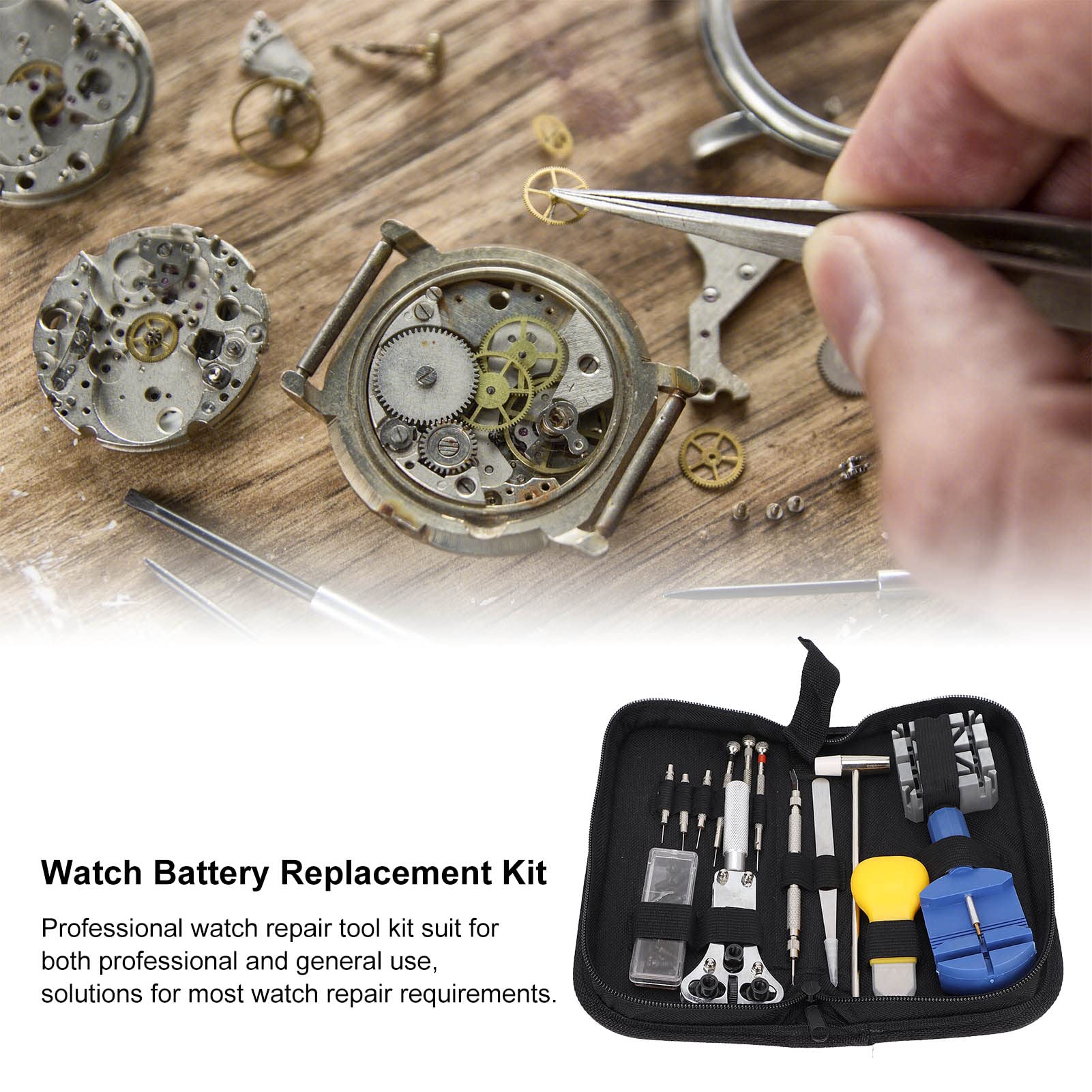 Kit de reparación de Relojes de 14 Piezas para Reparar y reemplazar baterías de Relojes, Kit de Herramientas de reemplazo de baterías de Relojes con Bolsa de Transporte para reloje