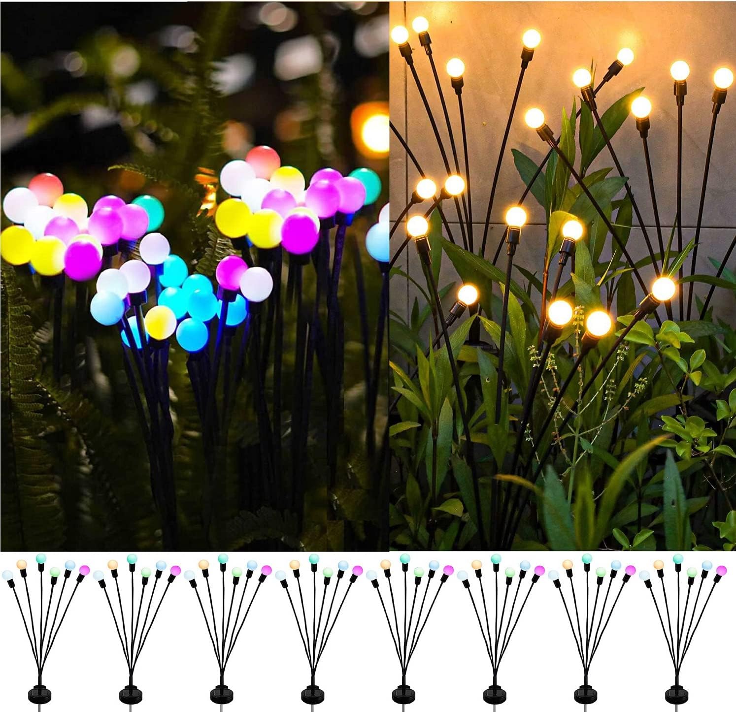 8 Count Solar Lights Outdoor Waterproof IPX5, Solar Garden Lights, Wind