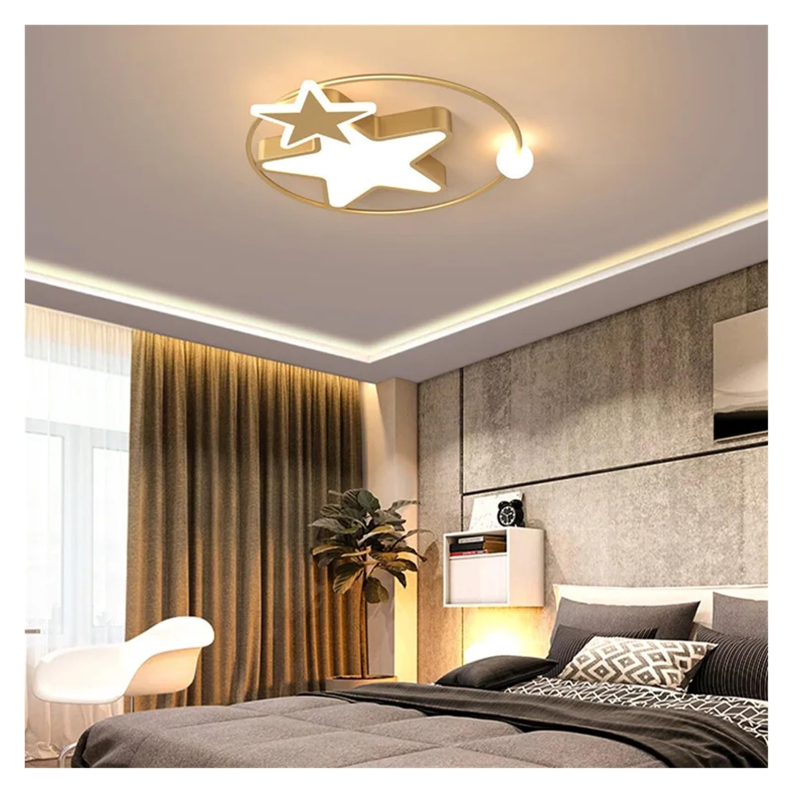 Plafonnier LED design étoile dorée luminaire chic style nordique