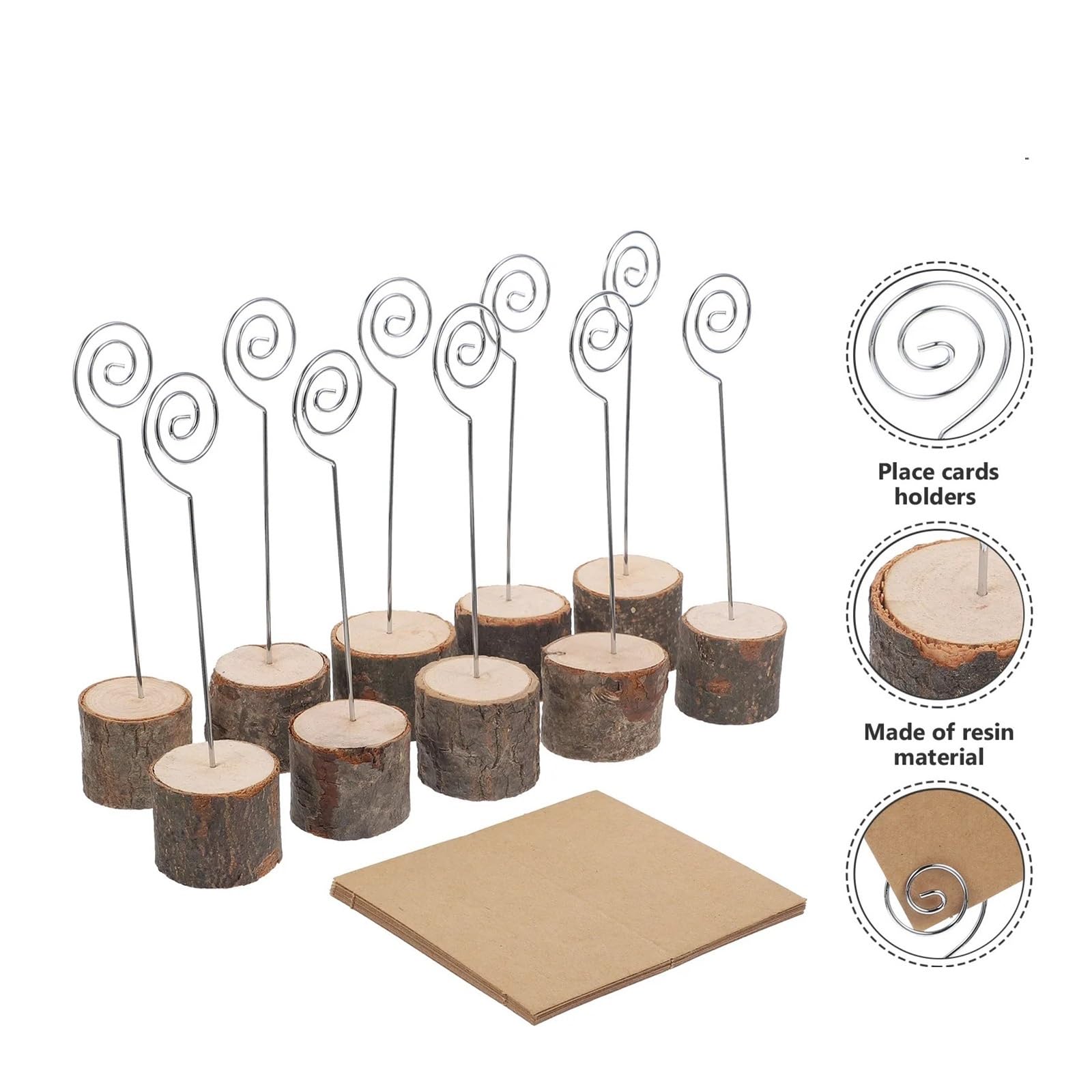 Kartenhalter aus Holz 10 Sets rustikaler Holz-Tischkartenhalter, Tischnummernständer for Hochzeit, Party, Abschlussball, Bankett, Foto, Memo, Essen, Schild, Dekoration
