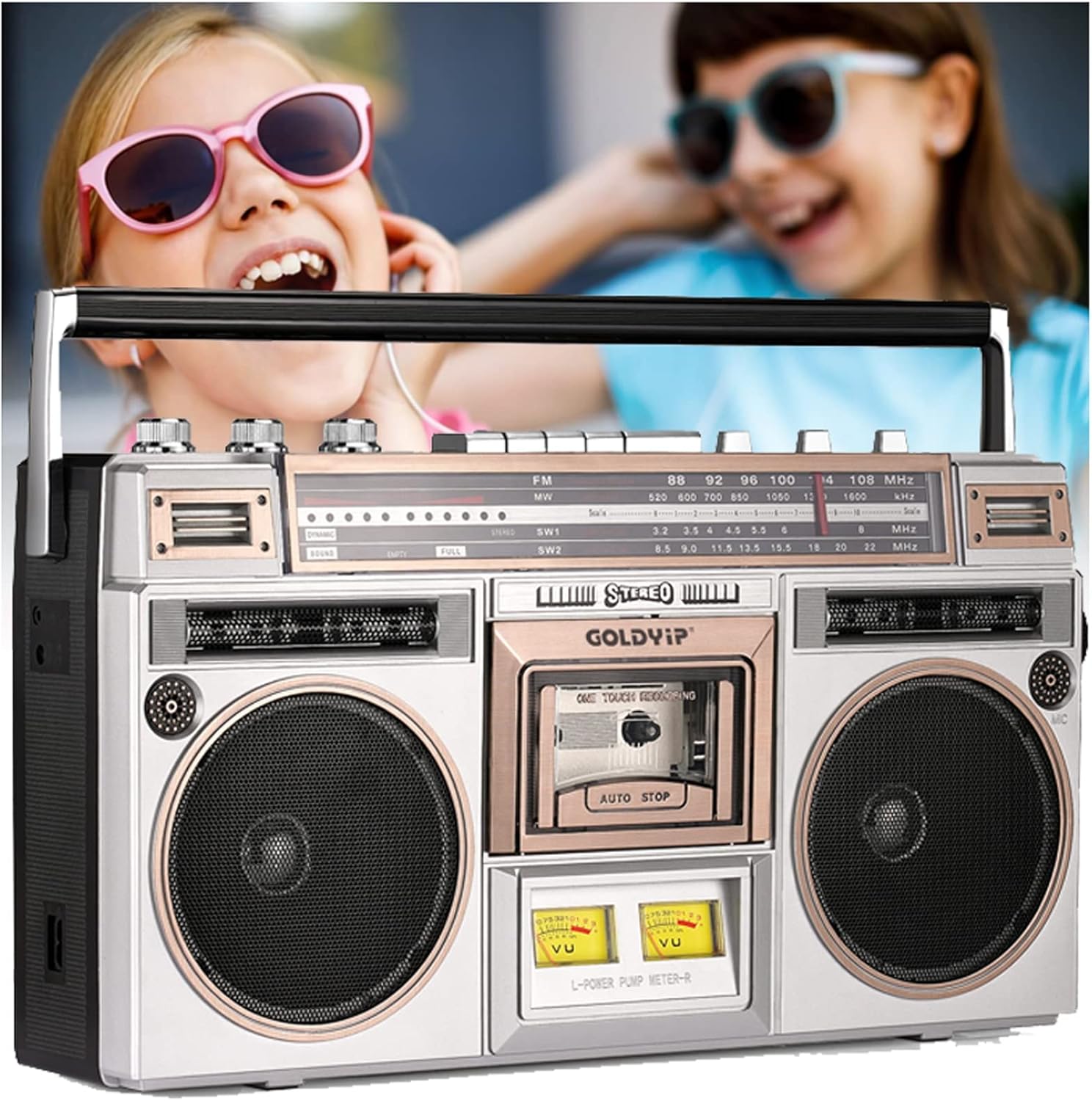 QINGLUAN Retro Boombox Cassette Player AM/FM Shortwave
