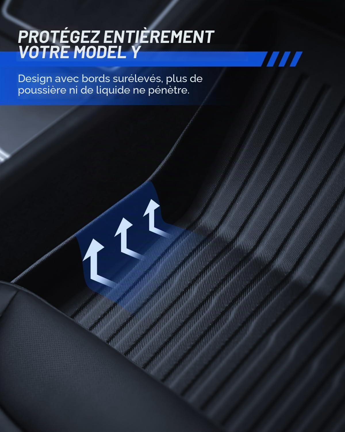 Lot de 9 tapis de sol pour Tesla Model Y 2025-2026 standard RWD TPE toutes saisons 3D bord haut antidérapant imperméable tapis de coffre et deuxième rangée de sièges housse arrière pour modèle Y