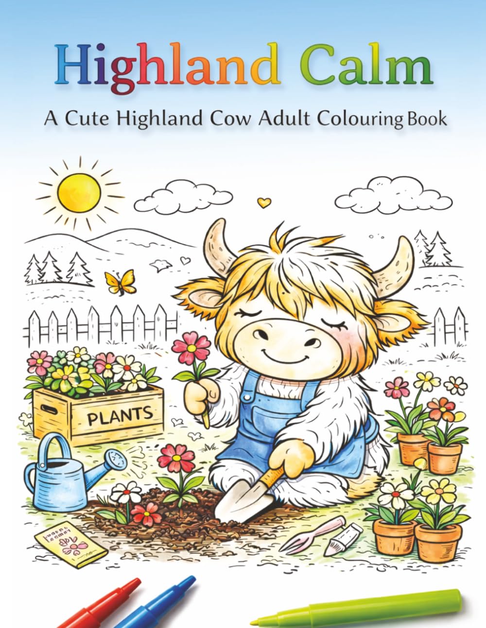 Highland Calm: A Cute Highland Cow Colouring Book for Relaxation and Stress Relief