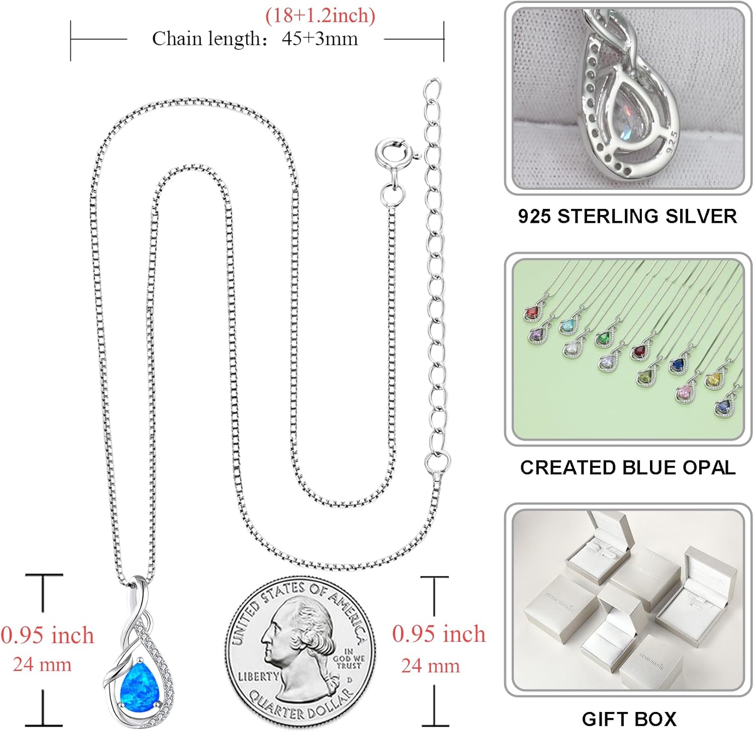 STARCHENIE Infinity Teardrop Pendant Necklace for Women 925 Sterling Silver Birthstone Jewelry - Image 6