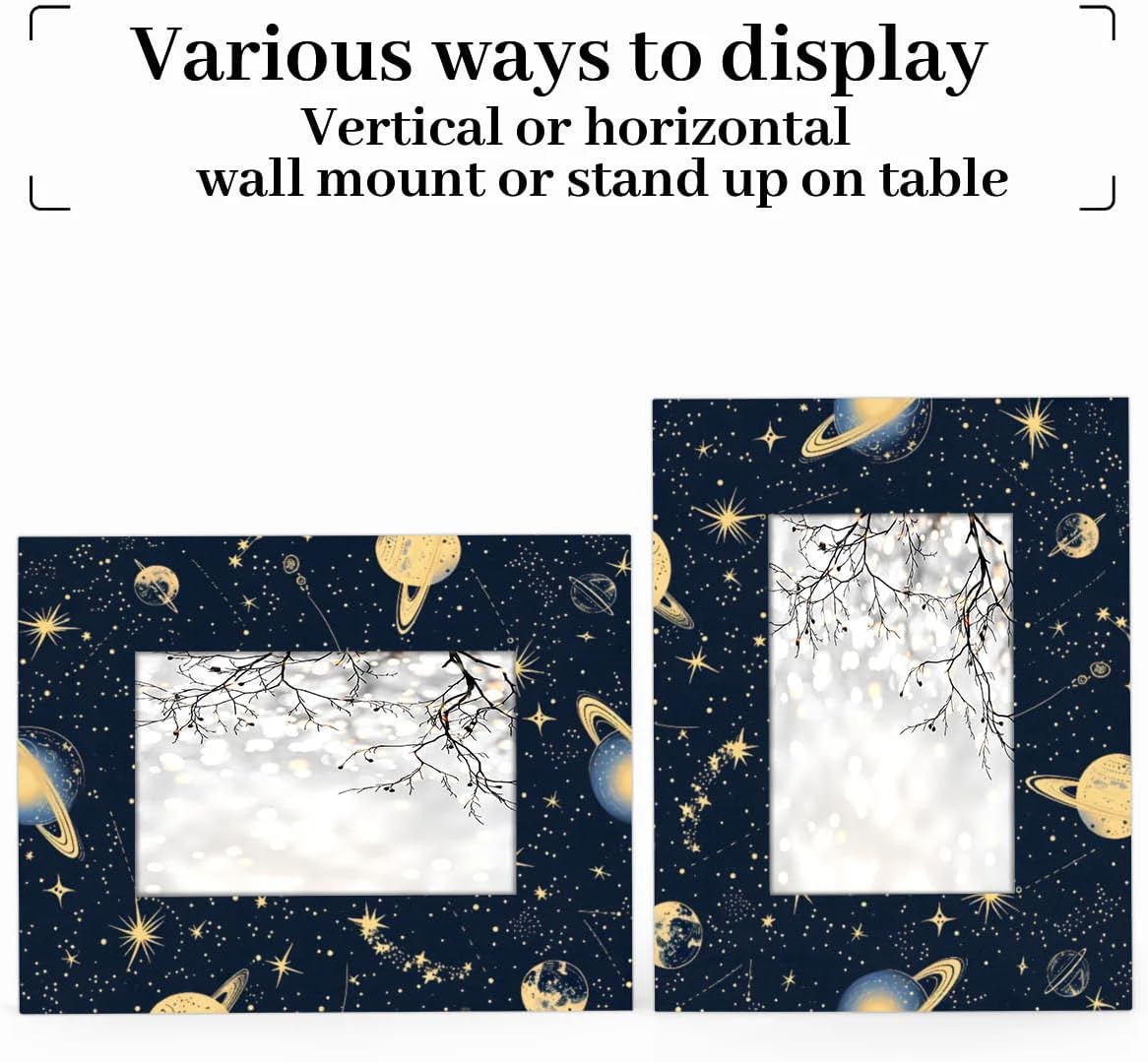Outer Space Theme 8x10 Picture Frame Jupiter Moon Stars 8x10 Photo Frame with Stand Display Pictures for Wall and Tabletop Mounting