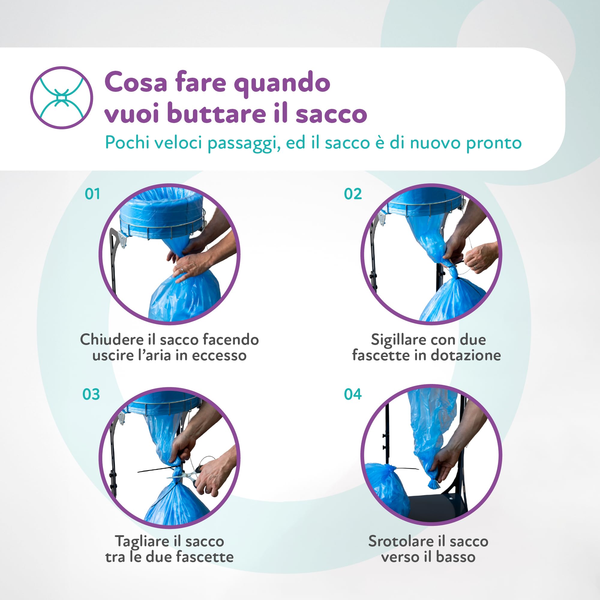 Ricarica Sacco Senza Fine 60 Metri, Compatibile con Cesti Roller Mini e Roller Mini Flex, Spessore 20 Micron BIODEGRADABILE