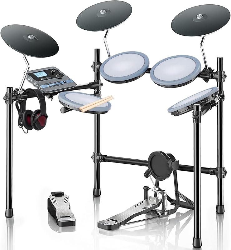 MOSEN Electronic Drum Set Kit for Beginners, 450 Sounds & 50 Kits | Upgraded Quiet Mesh, Dual-Trigger Rim Shot Snare, All TPE Cymbals, Bluetooth & USB MIDI for Home Practice