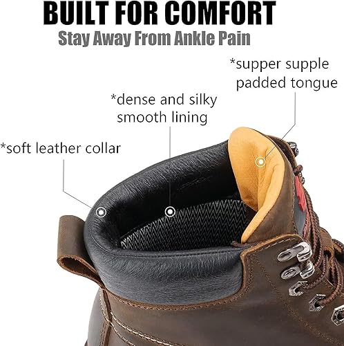 Miniatura 3 de SUREWAY Mens Heavy Duty SoftCompositeSteel Toe Work Boots for Men-Comfortable,GoodyearWelt,Full Grain Leather,6 in Wedge Moc Toe Construction
