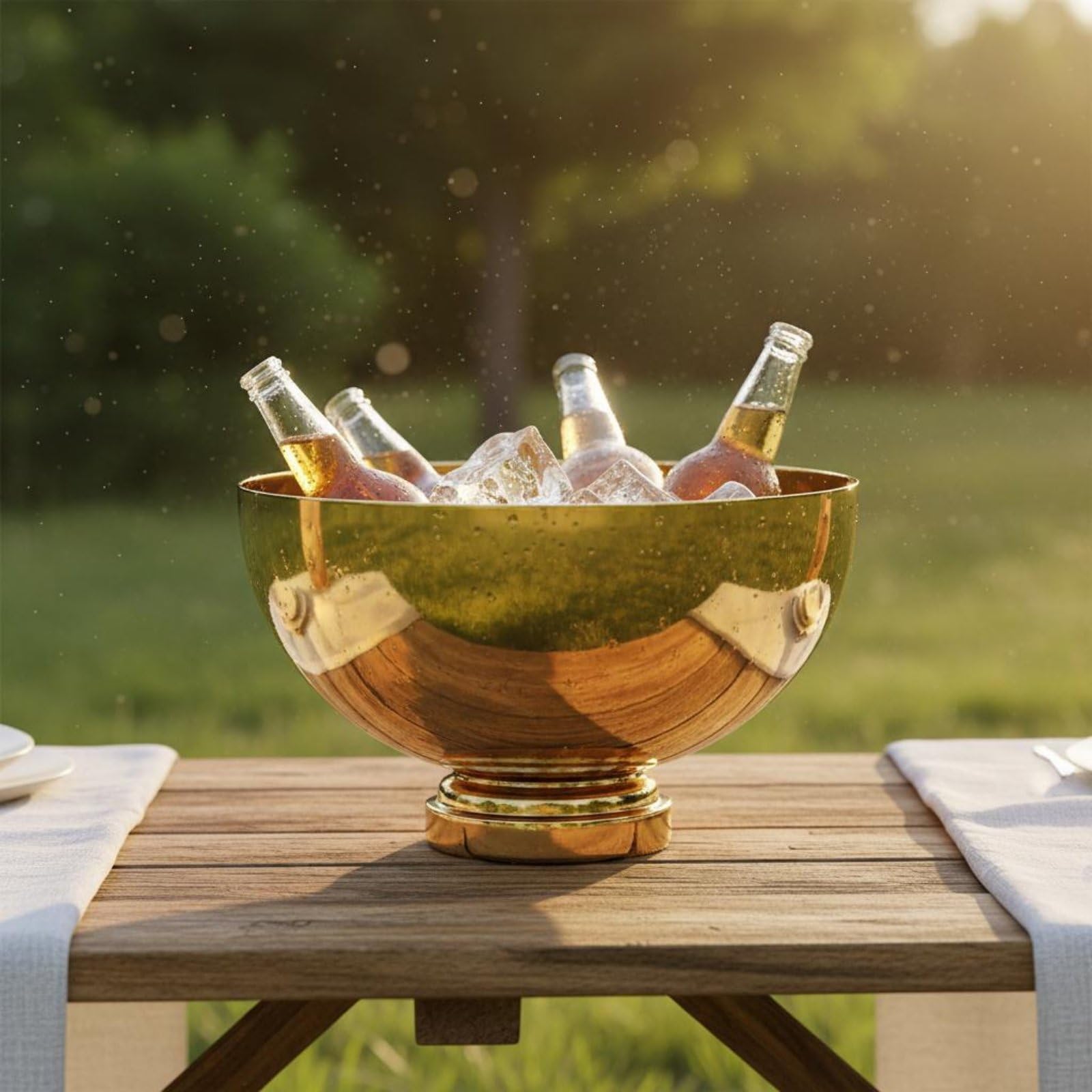 Cubitera de Champán Cubo de Hielo de Botellas Cubeta para Bebidas con Acero Inoxidable y Limpieza Rápida Adecuada para Servicio Continuo Catering Bodas Cumpleaños, Plata, Yuanbao