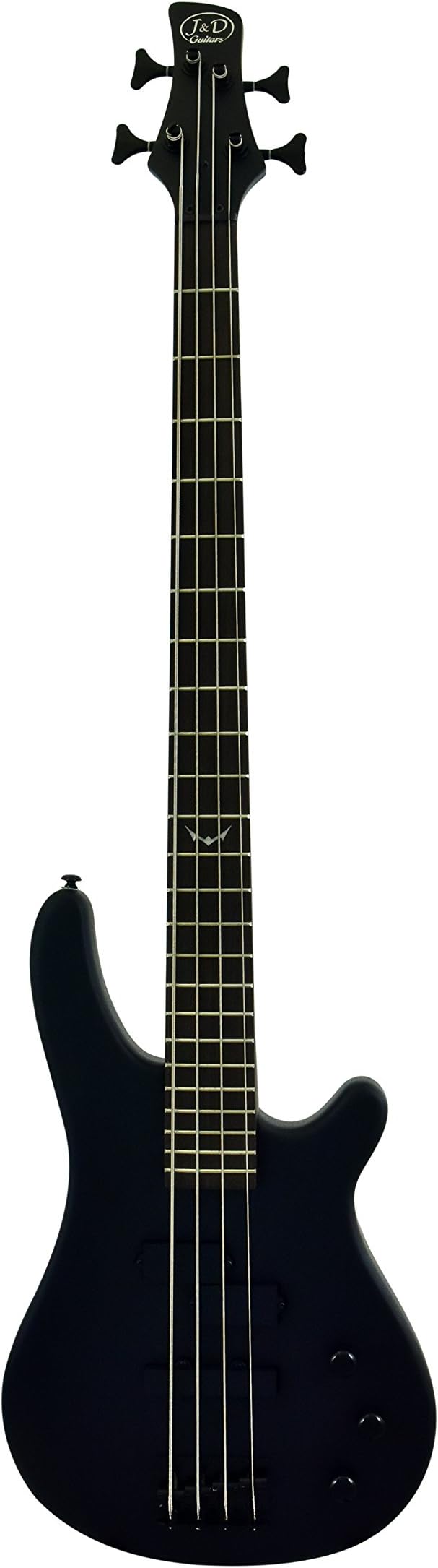 150 Flat Black Electric Bass Guitar 4 String - Matte Black Body, Maple Neck and Headstock, Rosewood Fingerboard