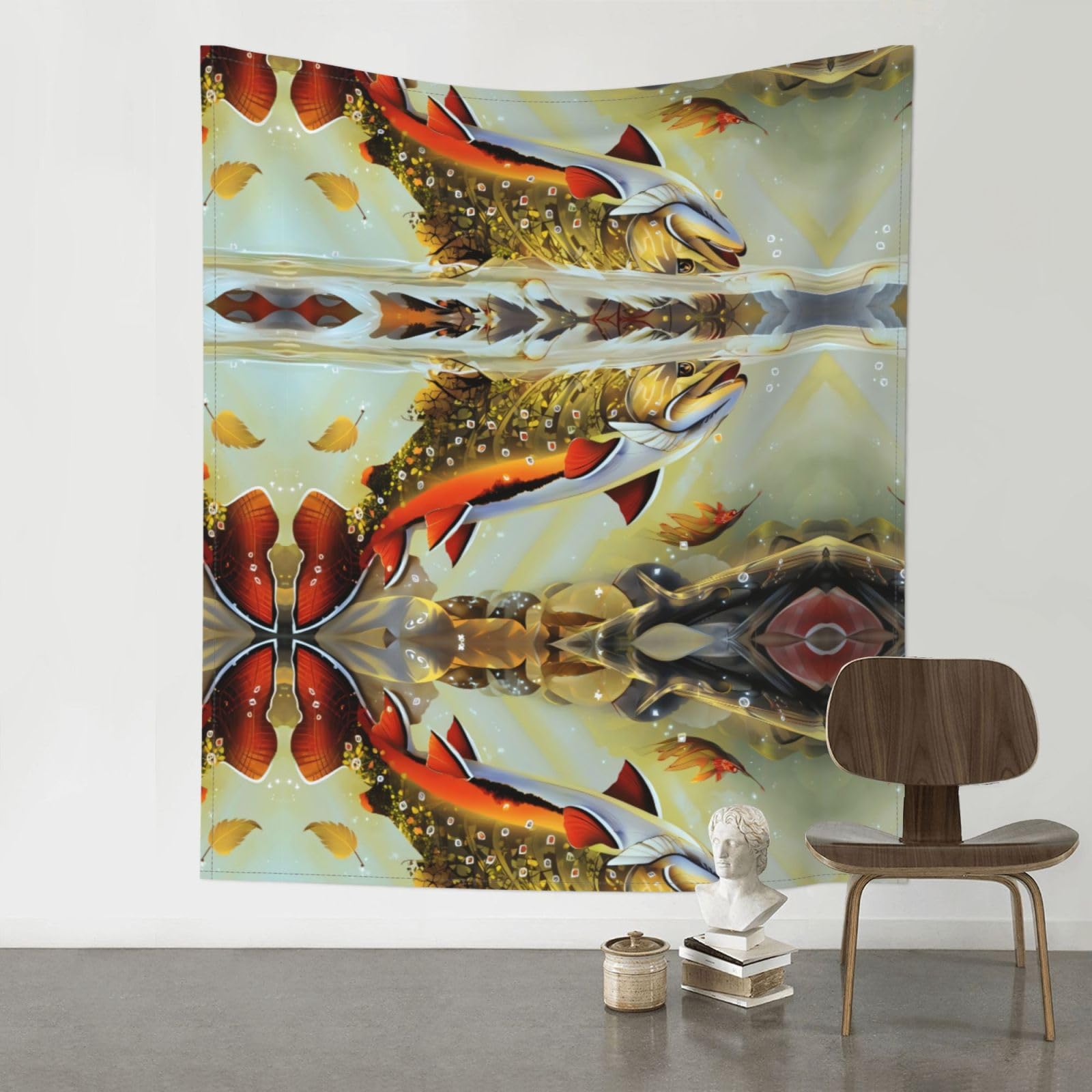 YYHHAOFA Brook Trout Fly Fishing Prints Wall Tapestry 60x51in – Boho Chic Dorm Decor, Beach Throw, & Versatile Home Accent