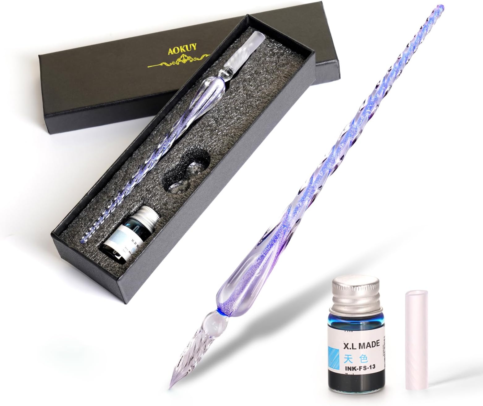 Glass Dip Pen Set,Calligraphy Pen,Crystal Signature Pen for Art, Writing, Signatures -Decoration and Business Gift