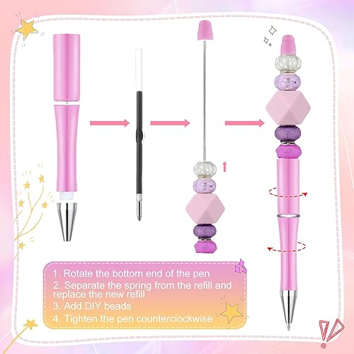 Miniatura 5 de Kosiz 150 bolígrafos de plástico con cuentas de tinta negra a granel, bolígrafo de cuentas surtidas, regalo para regalos, suministros escolares de